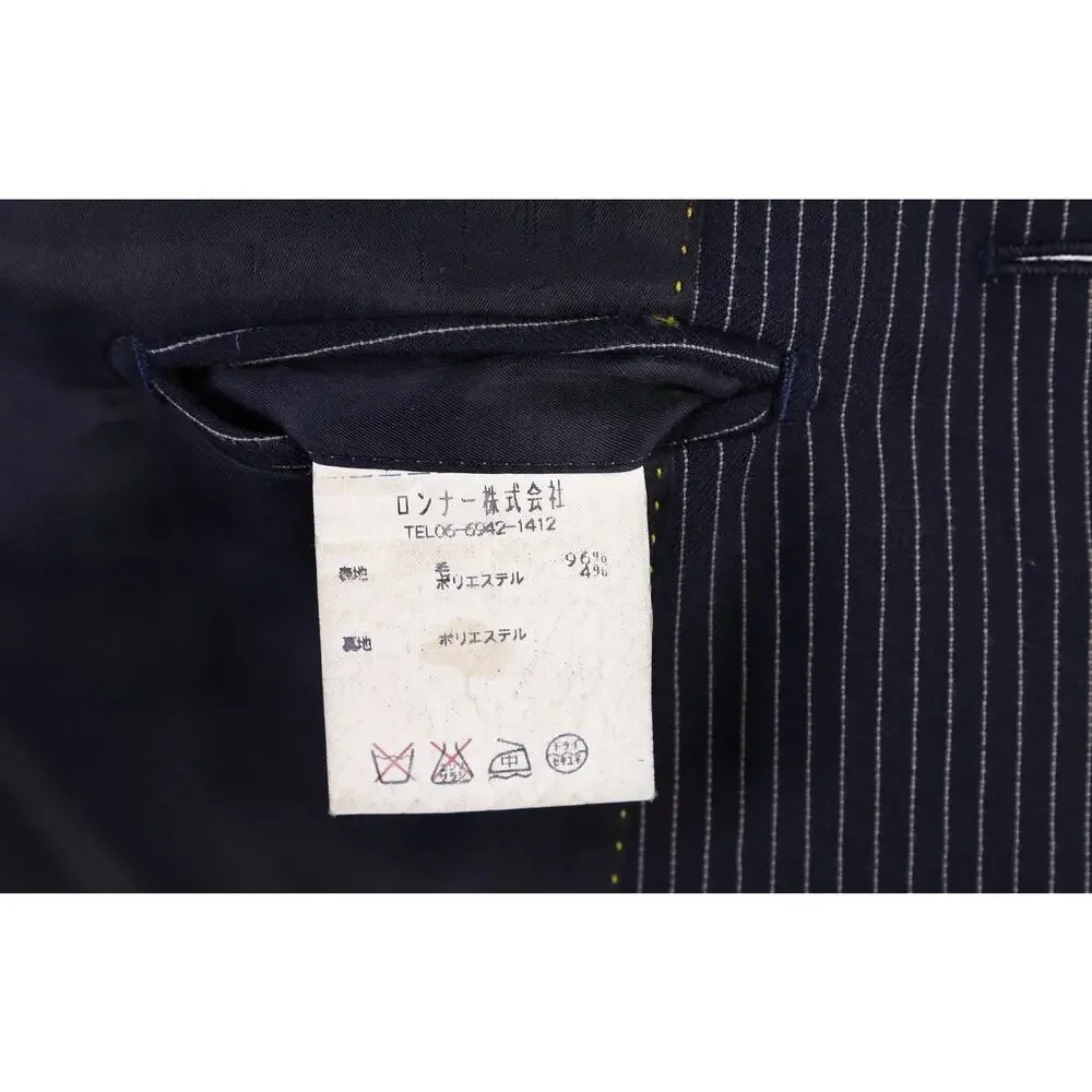 Richard James Savile Row Navy Blue Thin Striped British Wool 3/2 Lapel Suit 38R